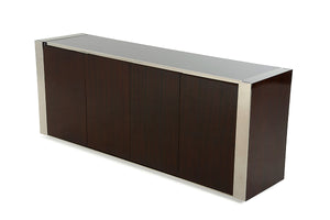 32" Golden Veneer  Glass  and Steel Buffet