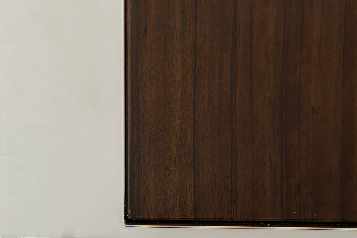 32" Golden Veneer  Glass  and Steel Buffet