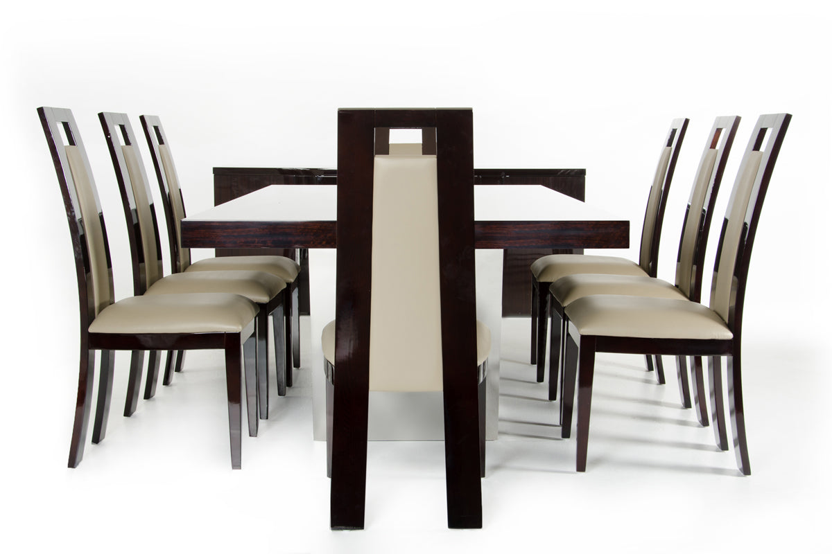 30" Ebony High Gloss MDF and Steel Dining Table