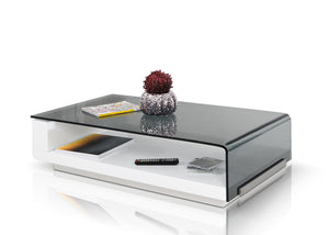 13" Glass  Steel  and MDF Coffee Table