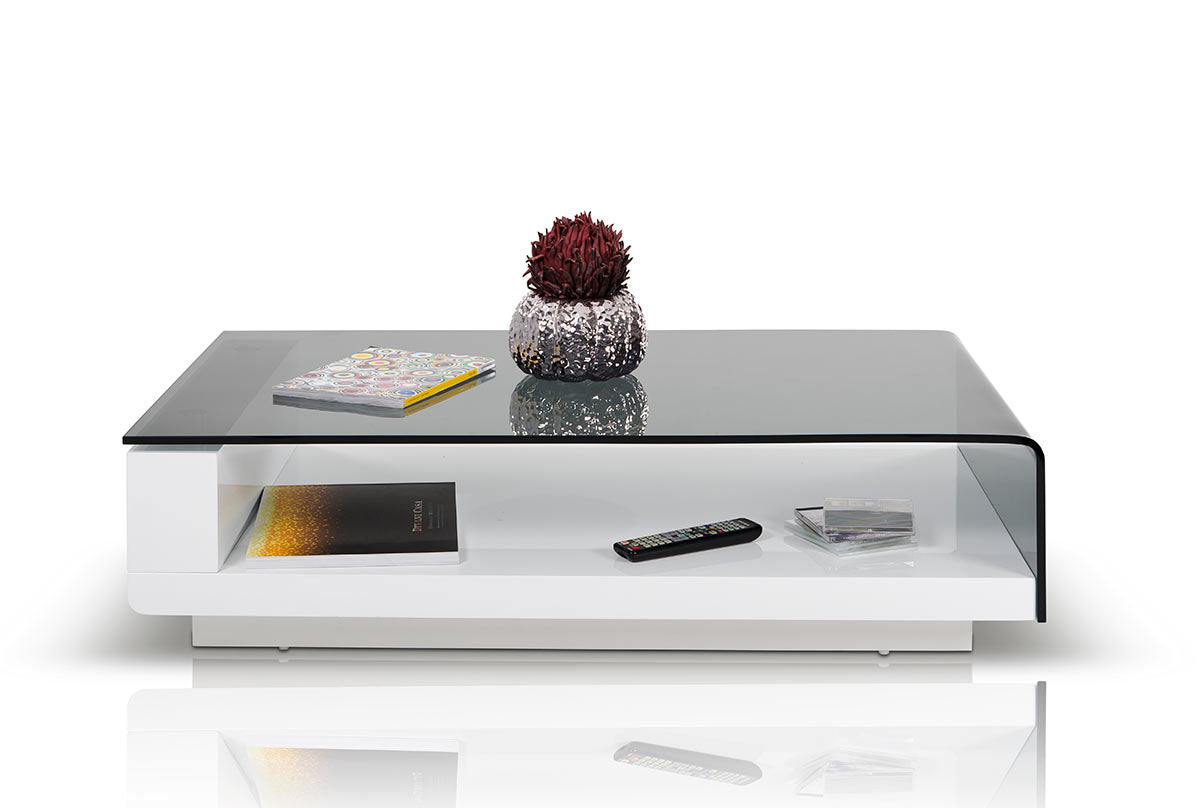 13" Glass  Steel  and MDF Coffee Table