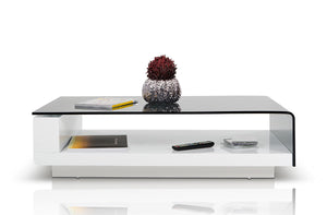 13" Glass  Steel  and MDF Coffee Table