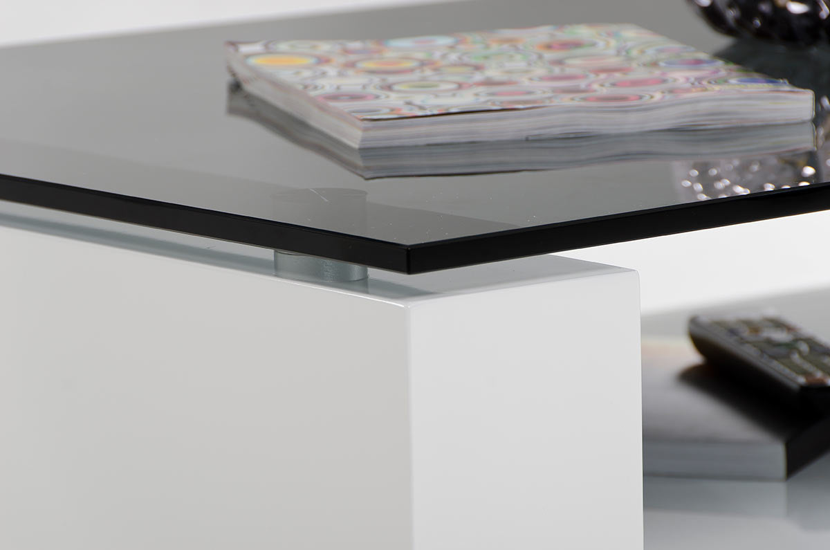 13" Glass  Steel  and MDF Coffee Table