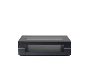 14" Black Oak Veneer and Glass Coffee Table