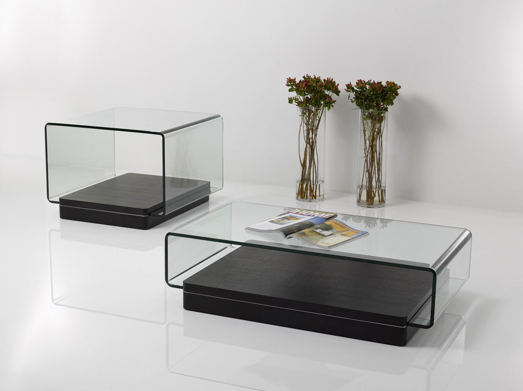 19" Oak Veneer and Glass End Table
