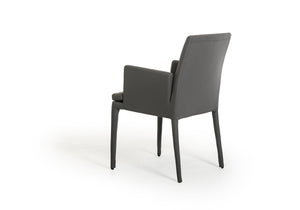 34" Grey Leatherette and Metal Dining Chair