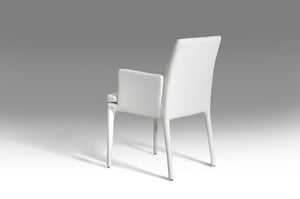 34" White Leatherette and Metal Dining Chair