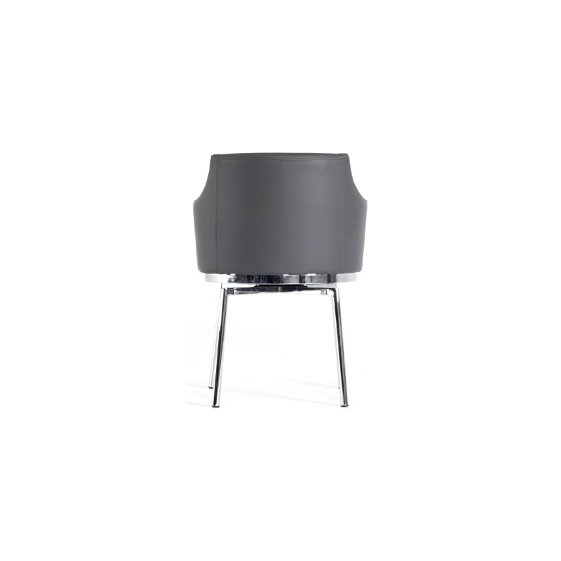 32" Grey Leatherette and Steel Dining Chair