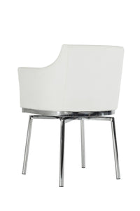 32" White Leatherette and Steel Dining Chair