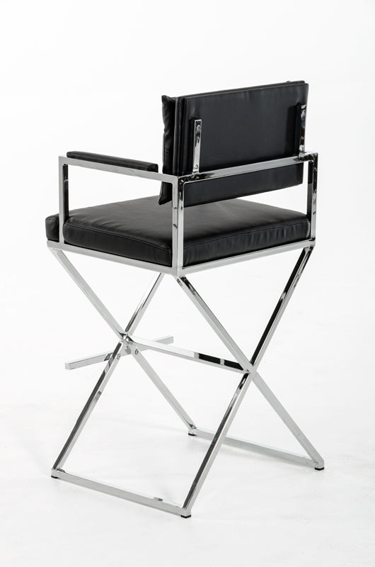43" Black Leatherette and Steel Bar Stool