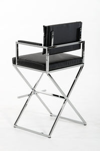 43" Black Leatherette and Steel Bar Stool