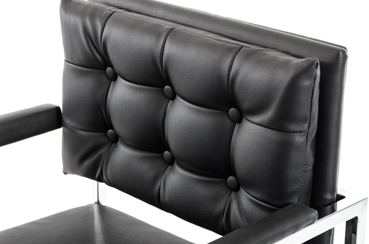 43" Black Leatherette and Steel Bar Stool