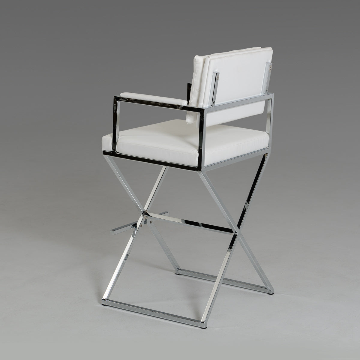 43" White Leatherette and Steel Bar Stool
