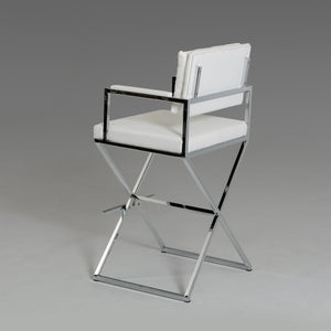 43" White Leatherette and Steel Bar Stool