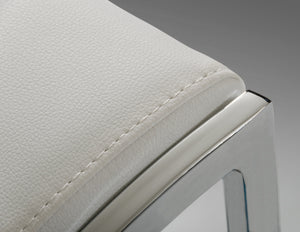 32" White Eco-Leather and Steel