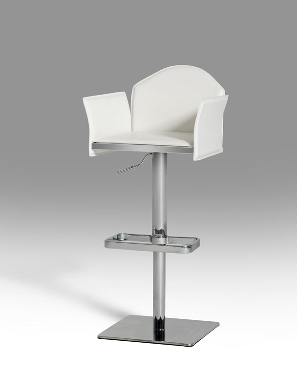 41" White Eco-Leather and Steel Bar Stool
