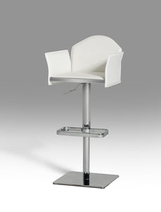 41" White Eco-Leather and Steel Bar Stool