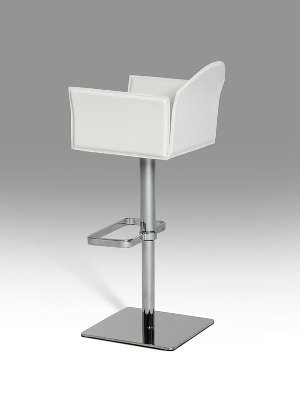 41" White Eco-Leather and Steel Bar Stool