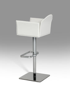 41" White Eco-Leather and Steel Bar Stool