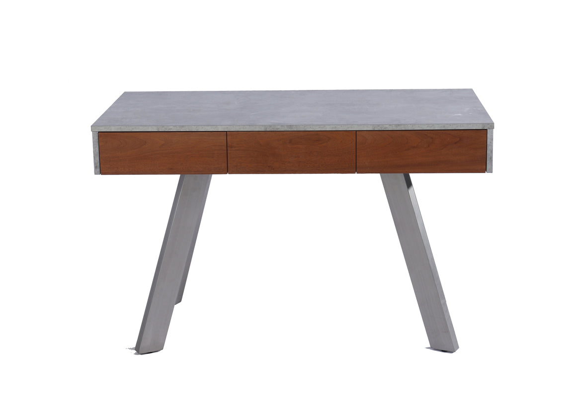 30" Walnut Veneer  Metal  and Concrete Desk