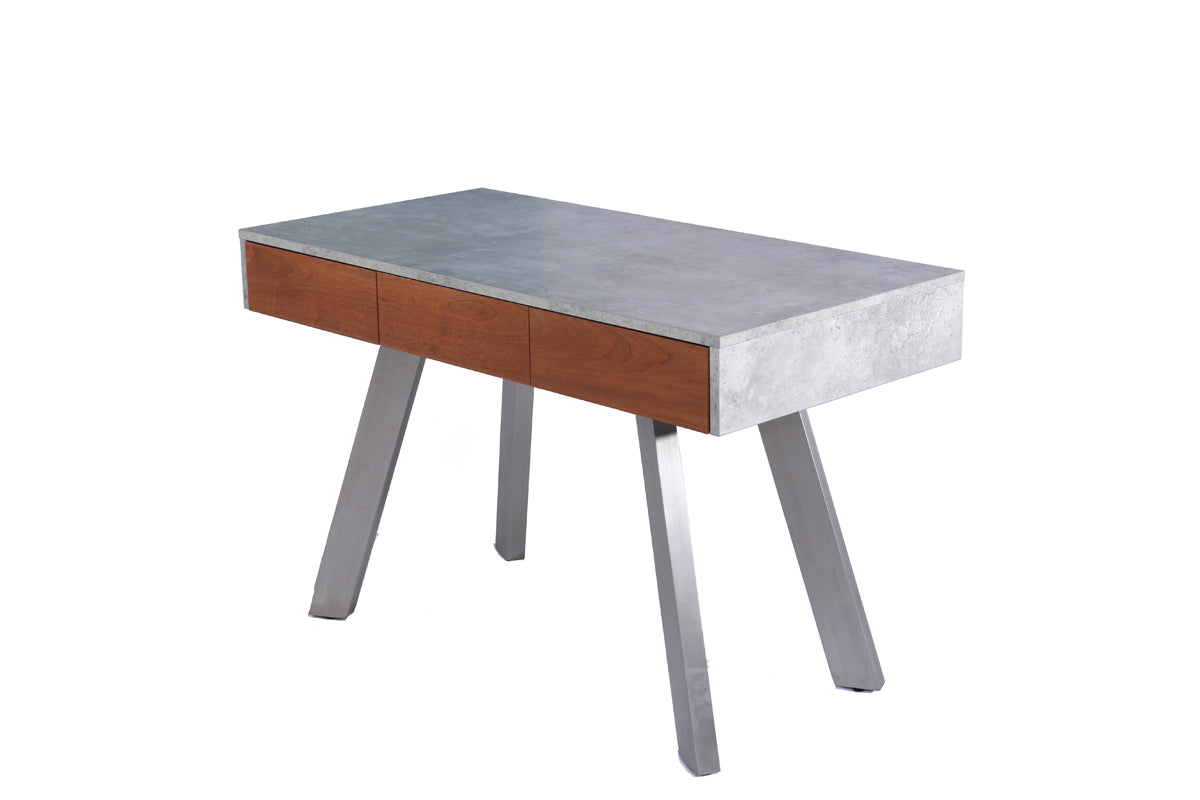 30" Walnut Veneer  Metal  and Concrete Desk