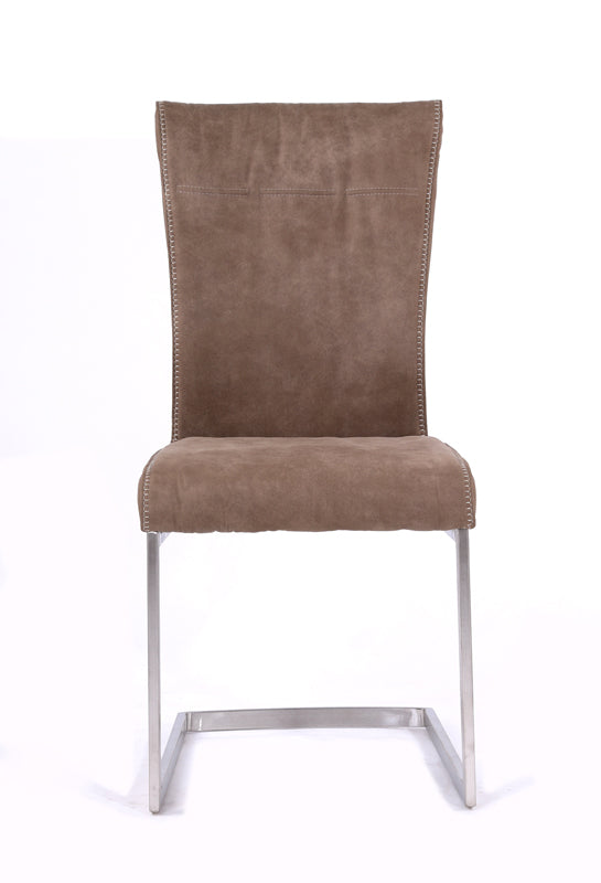 39" Brown Fabric and Steel Dining Chair
