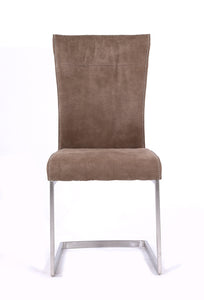 39" Brown Fabric and Steel Dining Chair