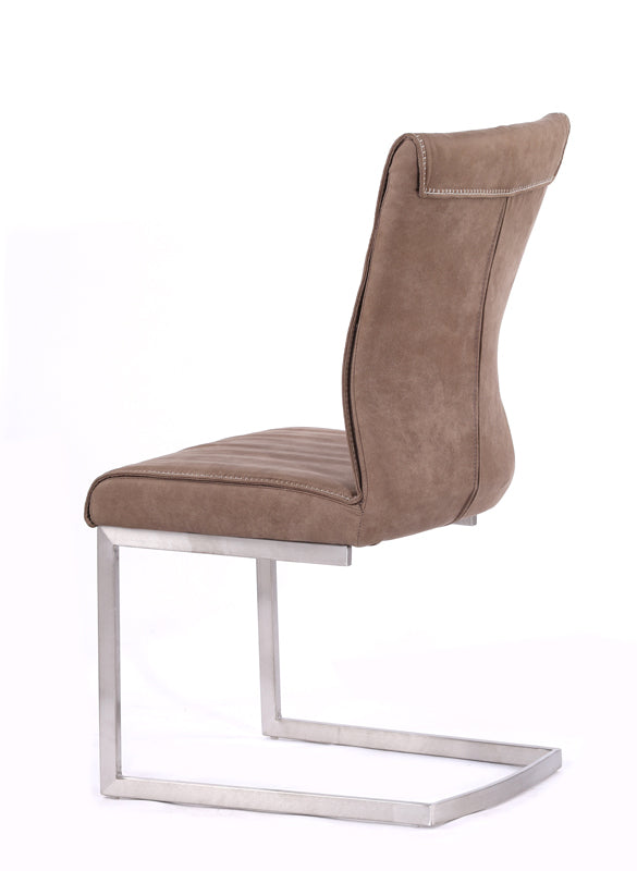 39" Brown Fabric and Steel Dining Chair