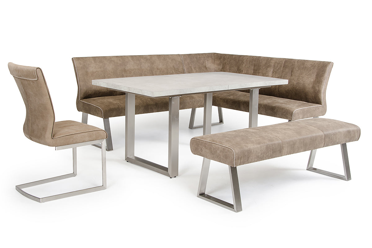 39" Brown Fabric and Steel Dining Chair