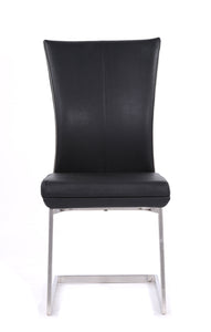 Two 38" Black Leatherette and Steel Dining Chairs