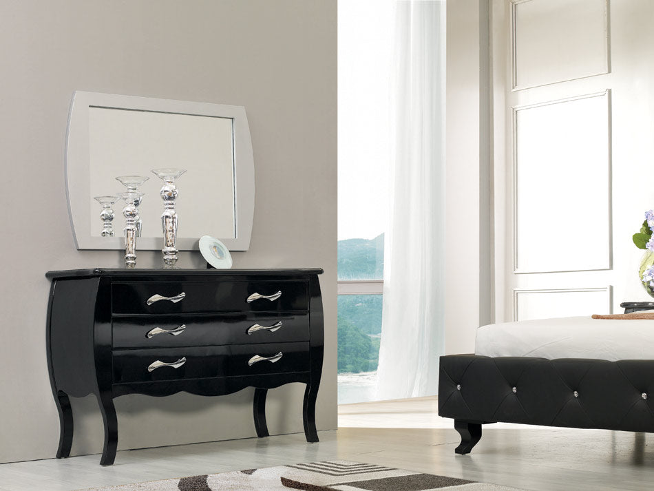 48" Black Leatherette and MDF Queen Bed with Crystals