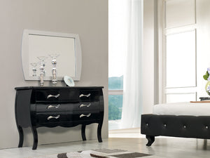 48" Black Leatherette and MDF Queen Bed with Crystals