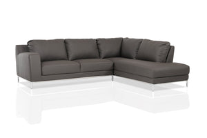 34" Grey Eco-Leather  Foam  Wood  and Steel Right Facing Chaise