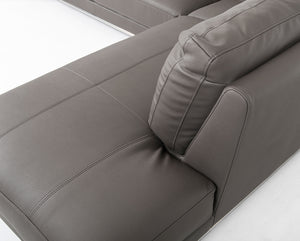 34" Grey Eco-Leather  Foam  Wood  and Steel Right Facing Chaise