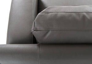 34" Grey Eco-Leather  Foam  Wood  and Steel Right Facing Chaise