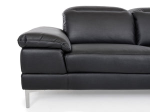 48" Black Eco-Leather  Wood  Steel  and Foam Sectional Sofa