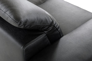 48" Black Eco-Leather  Wood  Steel  and Foam Sectional Sofa