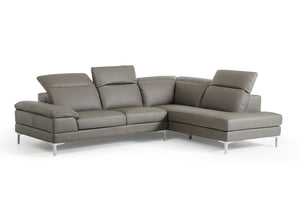 48" Grey Eco-Leather  Wood  Steel  and Foam Sectional Sofa