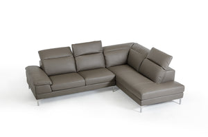 48" Grey Eco-Leather  Wood  Steel  and Foam Sectional Sofa
