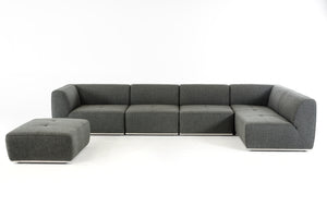 34" Grey Fabric  Foam  and Wood Sectional Sofa