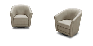 33" Grey Eco-Leather  Foam  and Steel Accent Chair