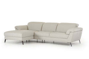 37" Light Grey Eco-Leather  Foam  Steel  and Wood Sectional Sofa