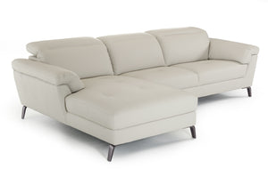 37" Light Grey Eco-Leather  Foam  Steel  and Wood Sectional Sofa