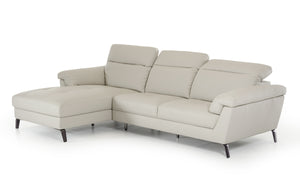 37" Light Grey Eco-Leather  Foam  Steel  and Wood Sectional Sofa
