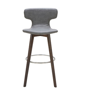 41" Dark Grey Eco-Leather  Steel  and Wood Bar Stool