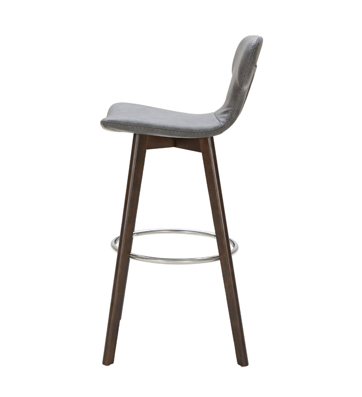 41" Dark Grey Eco-Leather  Steel  and Wood Bar Stool