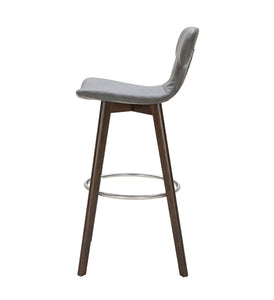 41" Dark Grey Eco-Leather  Steel  and Wood Bar Stool