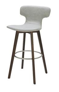 41" Light Grey Eco-Leather  Steel  and Wood Bar Stool