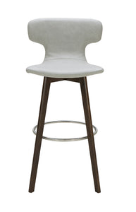 41" Light Grey Eco-Leather  Steel  and Wood Bar Stool
