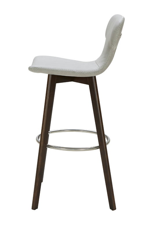 41" Light Grey Eco-Leather  Steel  and Wood Bar Stool